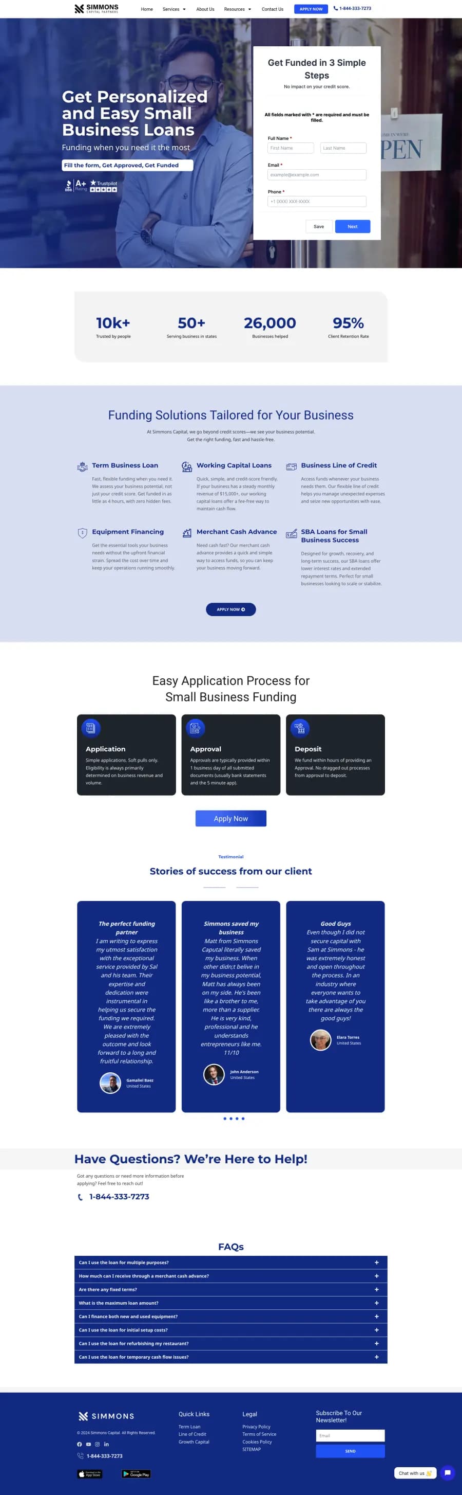 Simmons Capital homepage screenshot