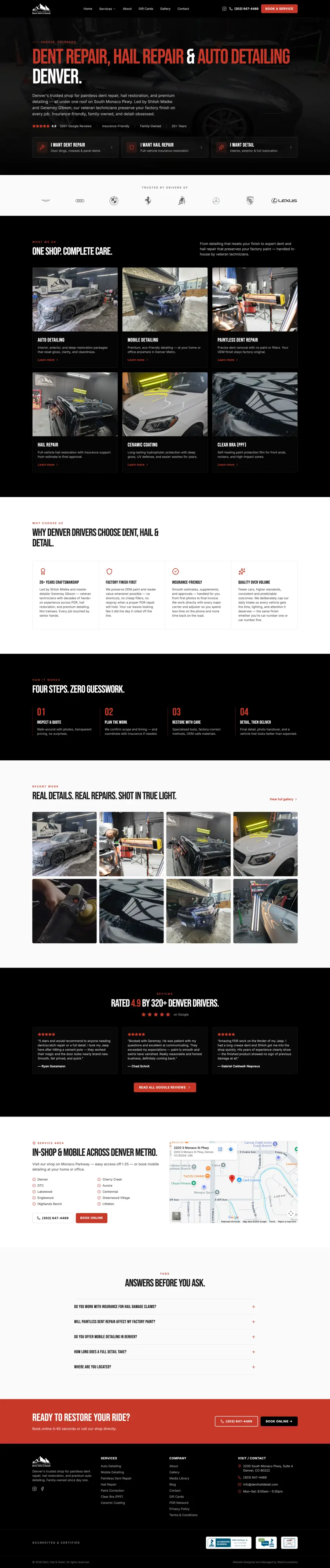 DentHail Detail full homepage screenshot