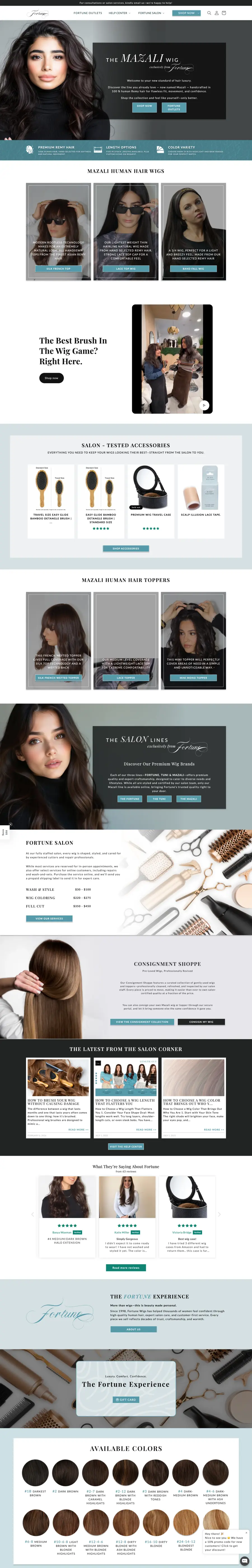 Fortune Wigs full homepage screenshot