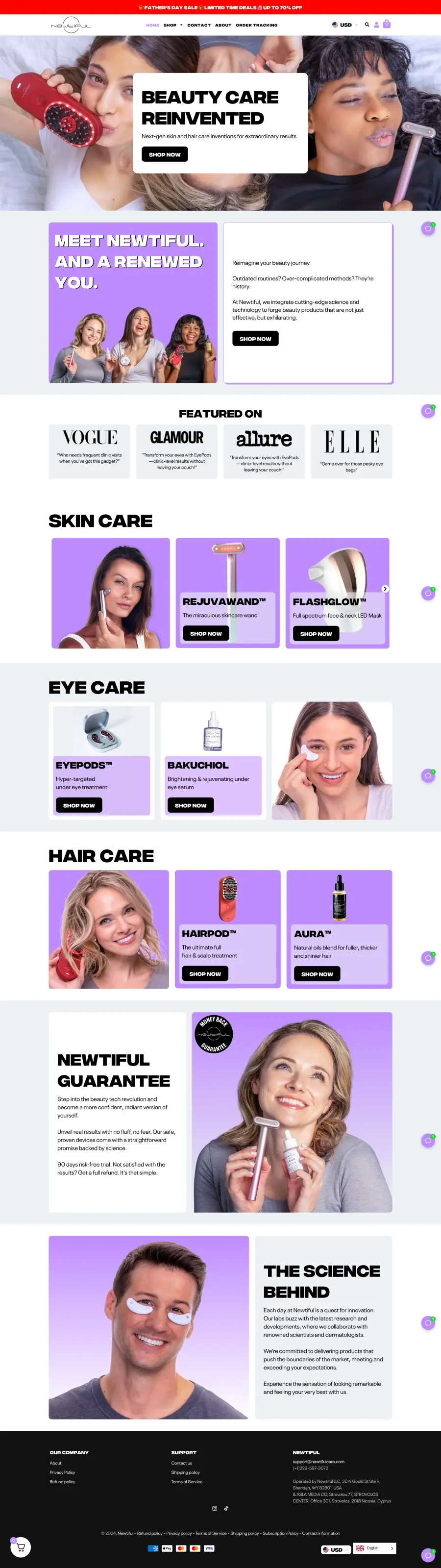 Newtiful Care full homepage screenshot