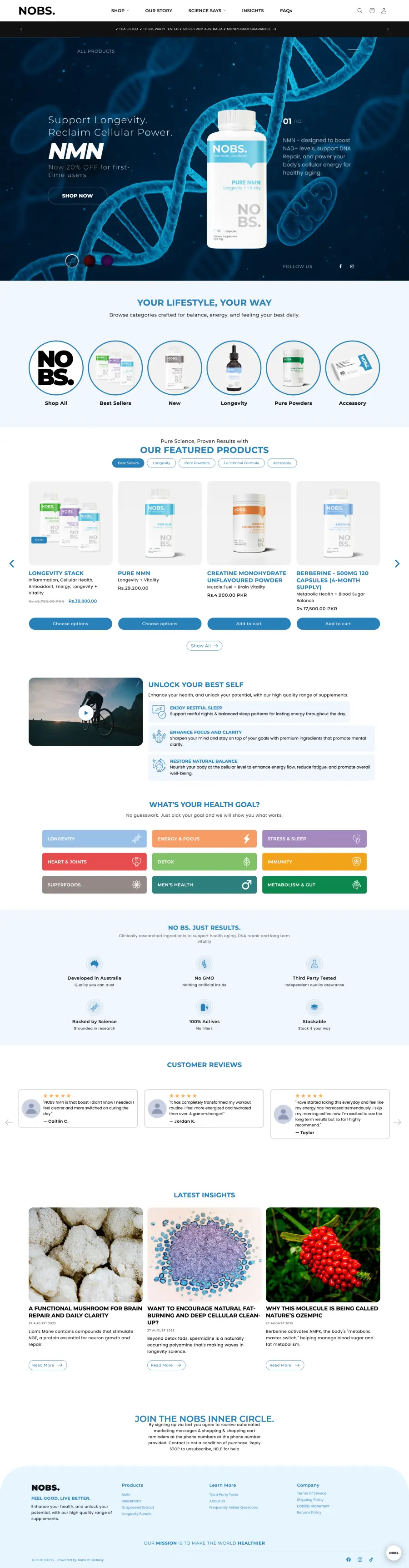 No BS Health AI full homepage screenshot