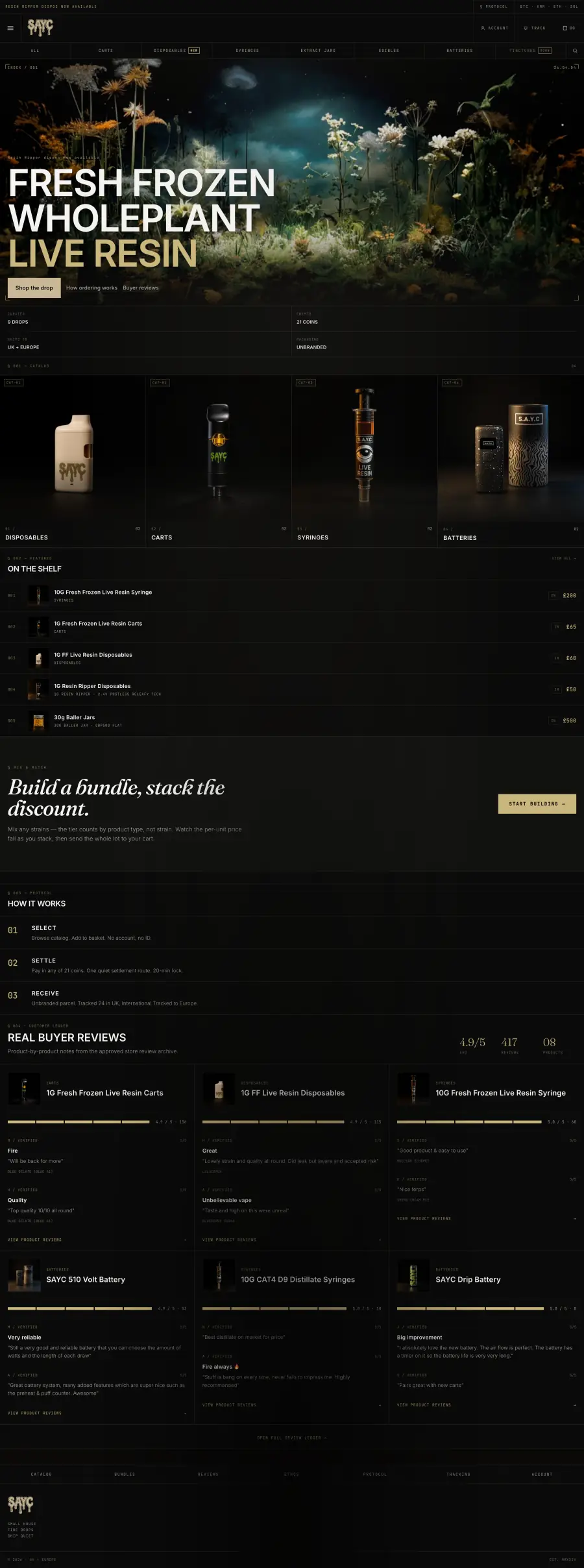 SAYC Store full homepage screenshot