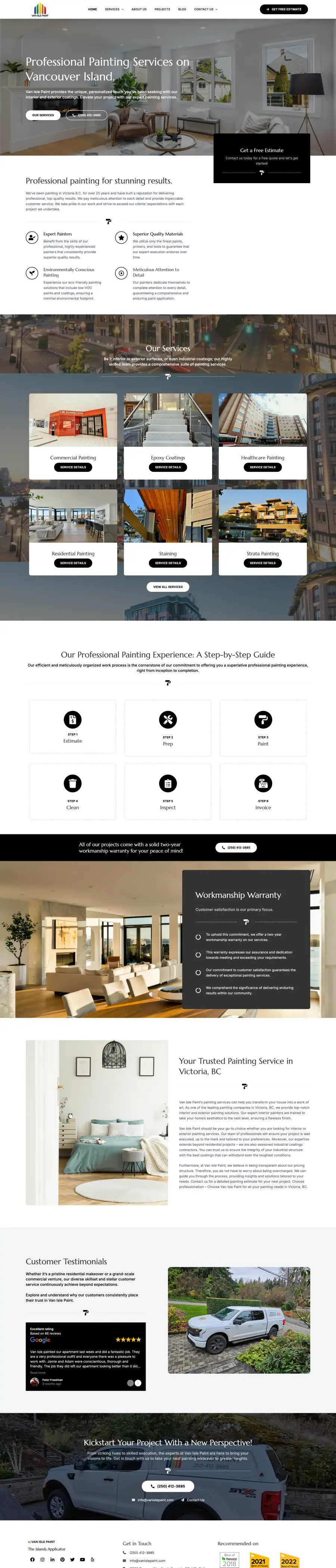 Van Isle Paint full homepage screenshot