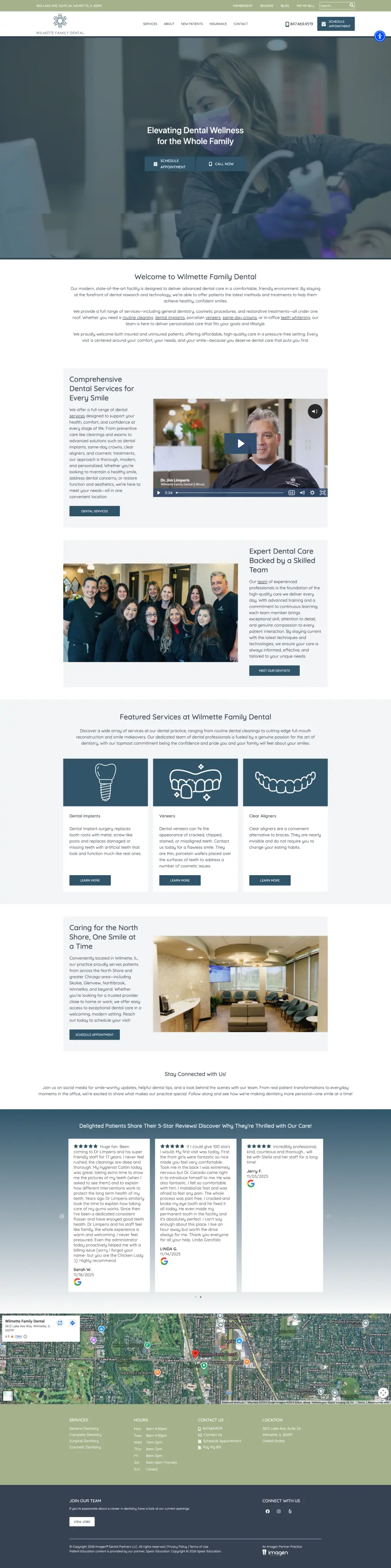 Wilmette Family Dental full homepage screenshot
